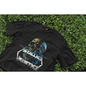 Band rock T-shirt | Metallic Abstract Skull Graphic T-Shirt